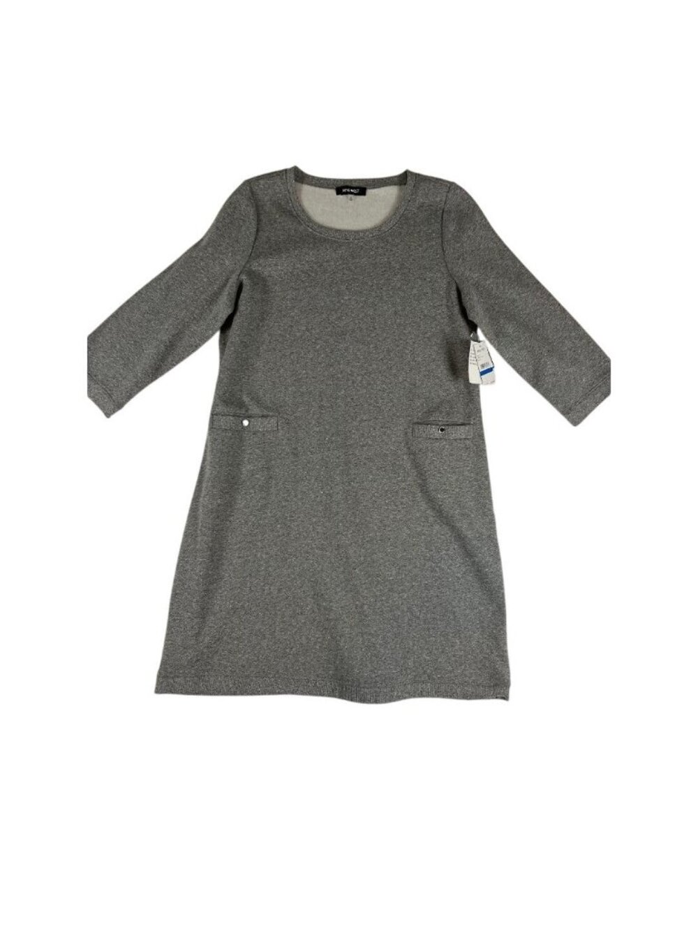 Nine West Women's Gray Dress XL 3/4 Sleeve Scoop Neck Knit Work Business NWT